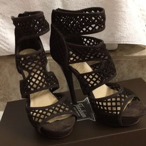 Brown Nyla peep toe shoes